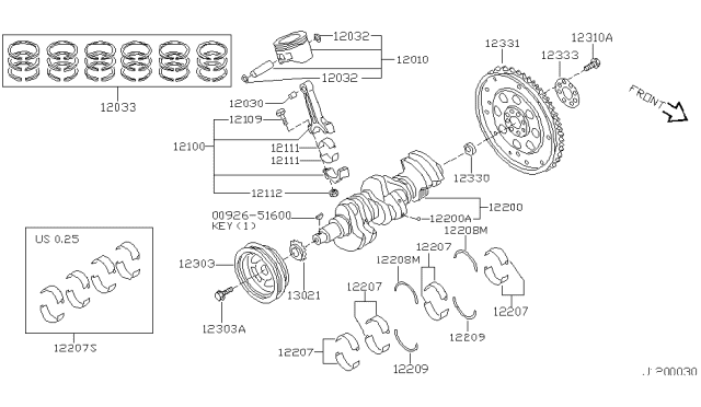 2002 Infiniti I35 Piston,Crankshaft & Flywheel Diagram 1