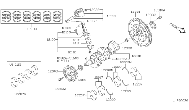 2002 Infiniti I35 Pulley-Crankshaft Diagram for 12303-8J101