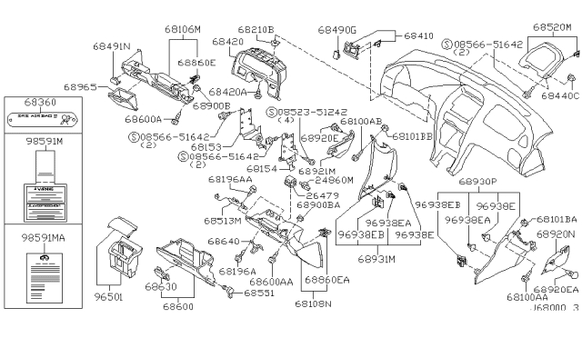 2004 Infiniti I35 Instrument Panel,Pad & Cluster Lid Diagram 4