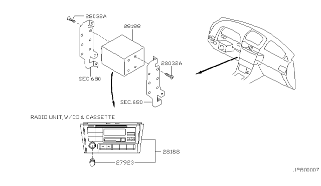 2000 Infiniti I30 Knob-Radio Diagram for 28043-2Y200