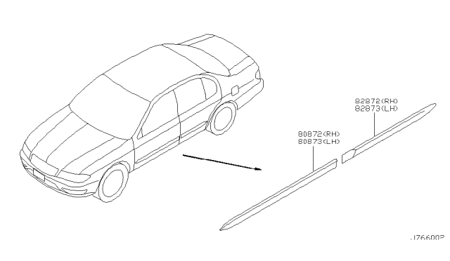 2001 Infiniti I30 Body Side Moulding Diagram 1