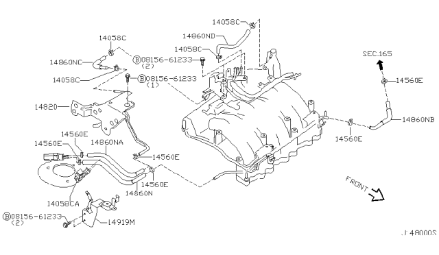 2001 Infiniti I30 Hose-Air Diagram for 14099-2Y903