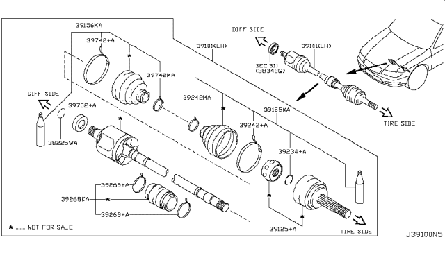 2002 Infiniti I35 Front Drive Shaft (FF) Diagram 2