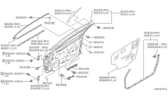 2004 Infiniti I35 Tape-Front Door Outside,LH Diagram for 80813-2Y010