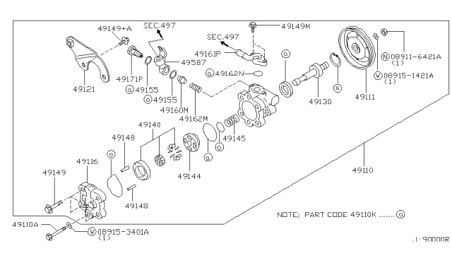 2002 Infiniti I35 Rotor & Camring Set-Power Steering Pump Diagram for 49140-AA300