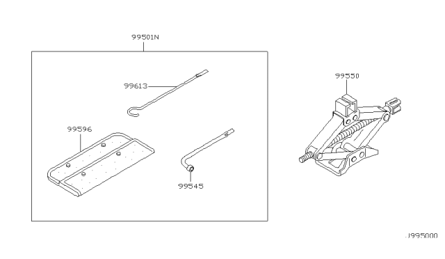 2001 Infiniti I30 Jack Complete Diagram for 99550-2Y900