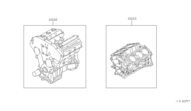 2001 Infiniti I30 Engine Assy-Bare Diagram for 10102-2Y9A0