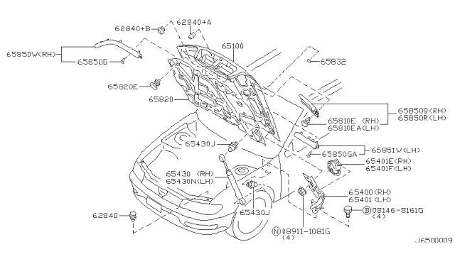 2001 Infiniti I30 Hood Diagram for F5100-3Y1CM