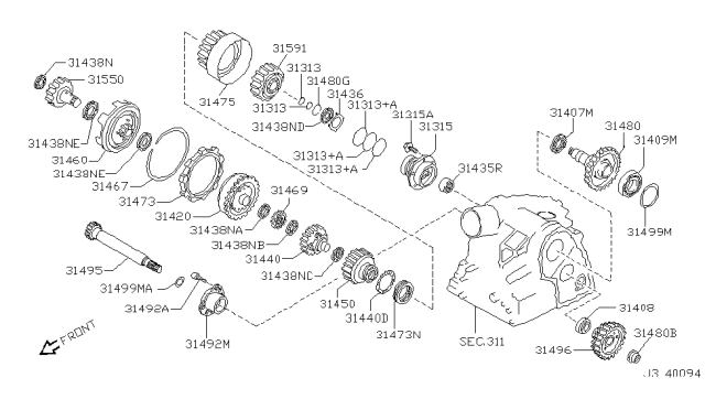 2004 Infiniti I35 Gear Assembly-Internal Diagram for 31450-88X01