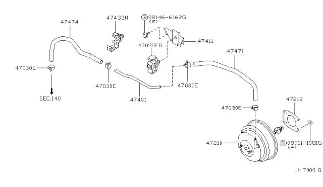 2002 Infiniti I35 Booster Assy-Brake Diagram for 47210-2Y900