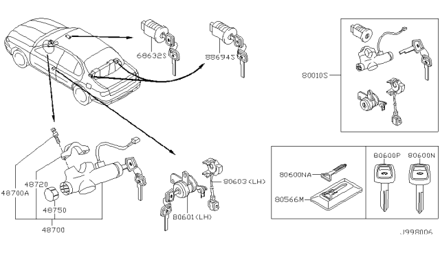 2004 Infiniti I35 Key Set & Blank Key Diagram