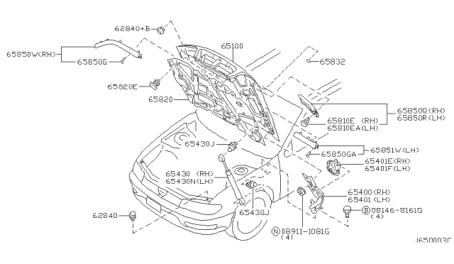 2003 Infiniti I35 Hood Panel,Hinge & Fitting Diagram