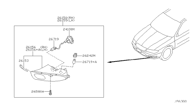 2003 Infiniti I35 Lamp Assembly-Fog,LH Diagram for 26155-3Y325