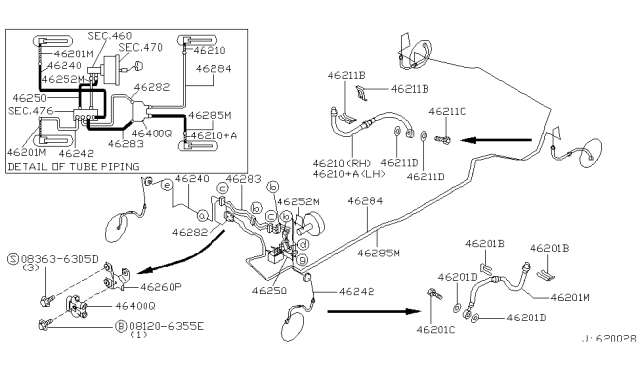 2001 Infiniti I30 Hose Assembly-Brake Front Diagram for 46210-4Y915