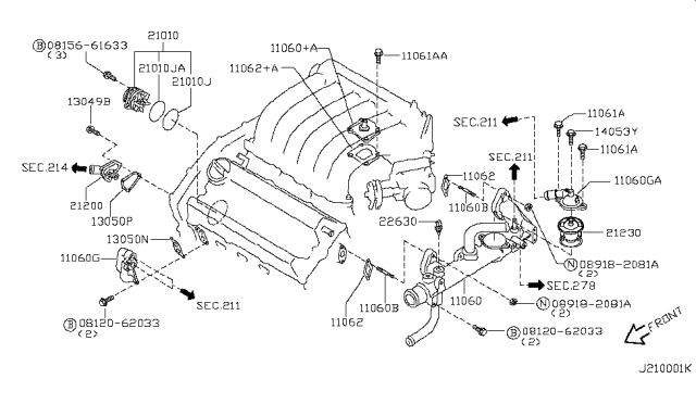 2001 Infiniti I30 Water Pump, Cooling Fan & Thermostat Diagram 2