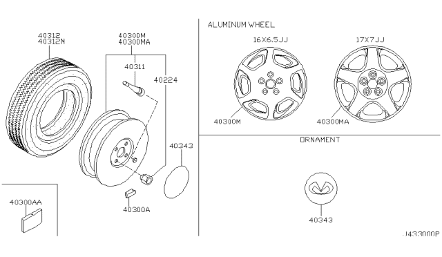 2001 Infiniti I30 Aluminum Wheel Diagram for 40300-5Y827