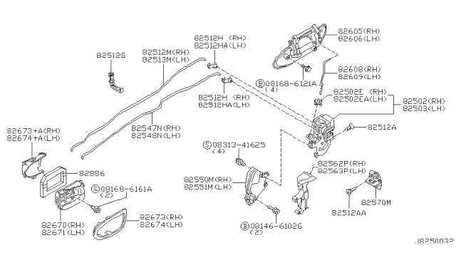 2003 Infiniti I35 Handle Assembly-Rear Door Outside,LH Diagram for 82607-6Y600