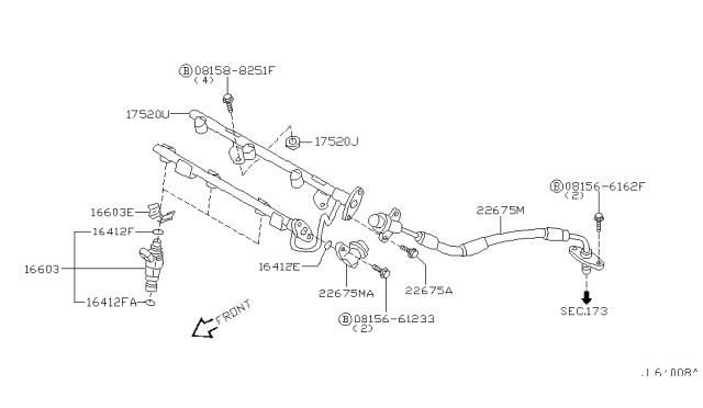 2004 Infiniti I35 Injector Assy-Fuel Diagram for 16600-AE063
