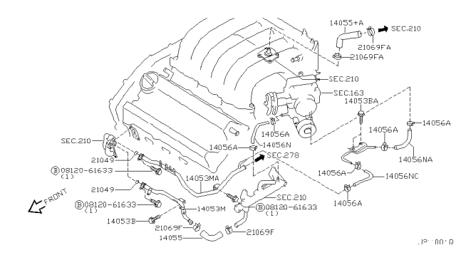 2001 Infiniti I30 Water Hose & Piping Diagram 1