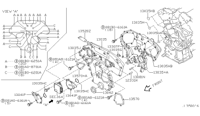 2002 Infiniti I35 Cover-Belt,Back Diagram for 13570-AL620