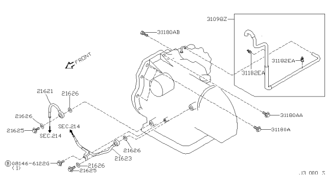 2004 Infiniti I35 Tube Assy-Oil Cooler Diagram for 21623-8H305