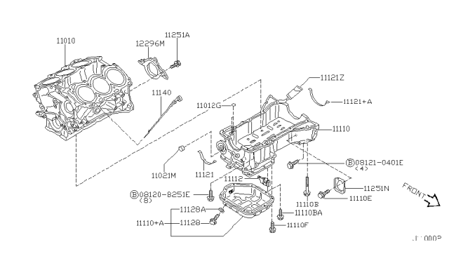 2001 Infiniti I30 Cylinder Block & Oil Pan Diagram 1