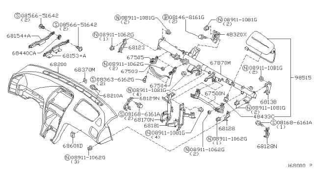 2003 Infiniti I35 Instrument Panel,Pad & Cluster Lid Diagram 2
