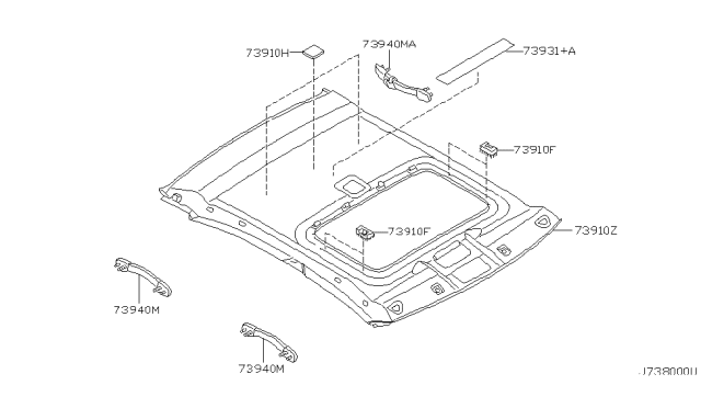 2001 Infiniti I30 Roof Trimming Diagram 4