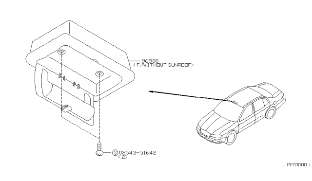 2000 Infiniti I30 Console Assembly-Roof Diagram for 96980-3Y000