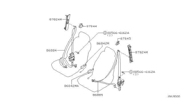 2001 Infiniti I30 Front Seat Belt Diagram 2