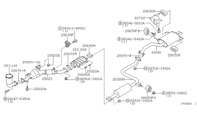 2002 Infiniti I35 Exhaust Tube & Muffler Diagram 3