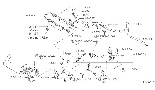 2002 Infiniti I35 Fuel Pressure Regulator Assembly Diagram for 22670-2Y900