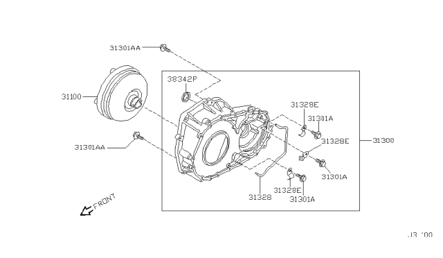 2003 Infiniti I35 Housing Assy-Converter Diagram for 31300-81X04