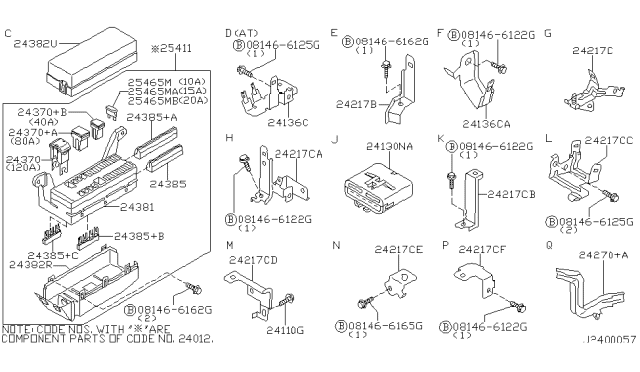 2001 Infiniti I30 50A Fuse Diagram for 24370-C9924