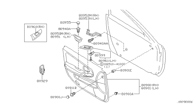 2002 Infiniti I35 Front Door Trimming Diagram