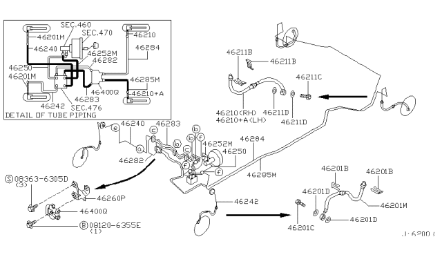 2000 Infiniti I30 Brake Piping & Control Diagram 2