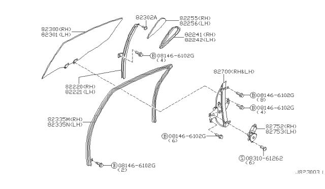 2004 Infiniti I35 Rear Door Window & Regulator Diagram 2