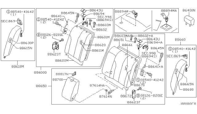 2002 Infiniti I35 Rear Seat Diagram 3