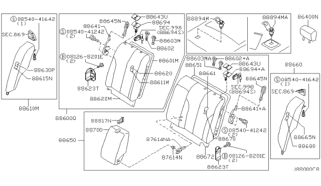 2004 Infiniti I35 Rear Seat Diagram 1