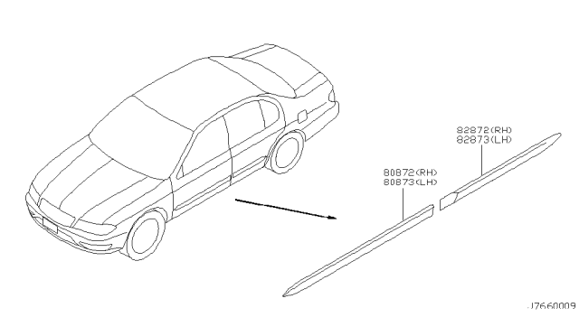 2000 Infiniti I30 Moulding-Rear Door,RH Diagram for 82870-2Y007