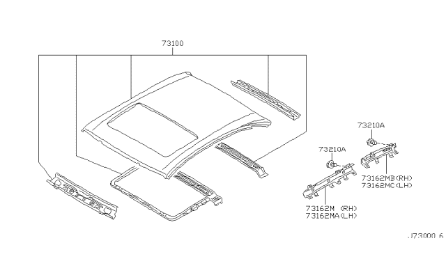 2002 Infiniti I35 Roof Assy Diagram for 73100-2Y030