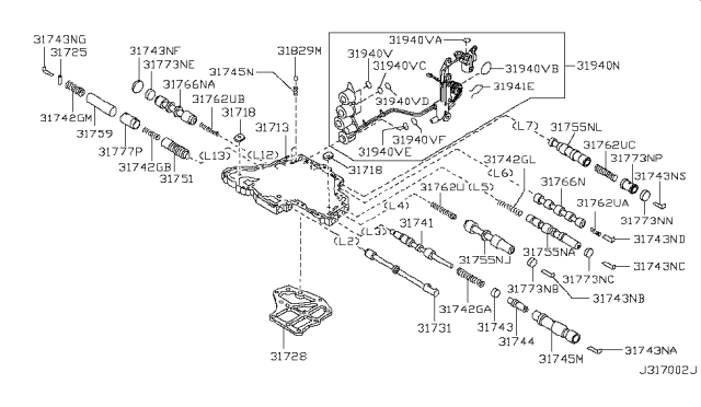 2001 Infiniti I30 Oil Strainer Assembly Diagram for 31728-80X04