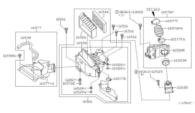 2001 Infiniti I30 SCREW MACHINE Diagram for 08363-6302D