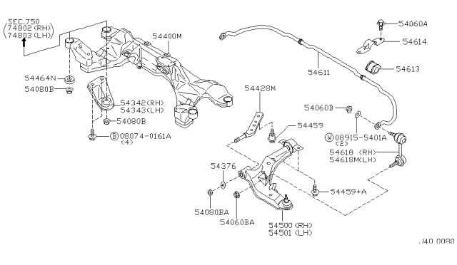 2002 Infiniti I35 Pin-Link Bush Diagram for 54428-AD000