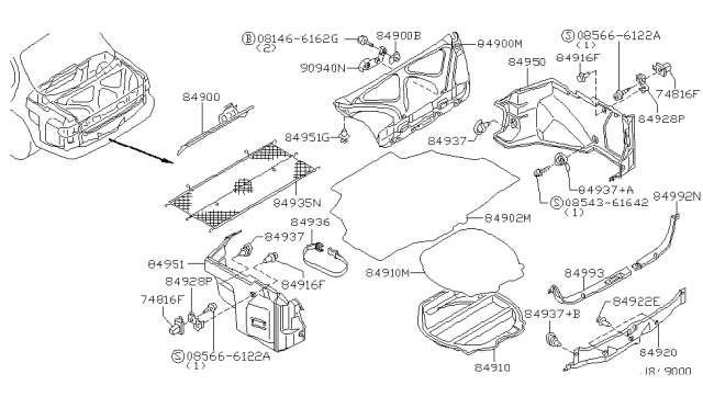 2001 Infiniti I30 Cover-Spare Tire Front Diagram for 84961-2Y000