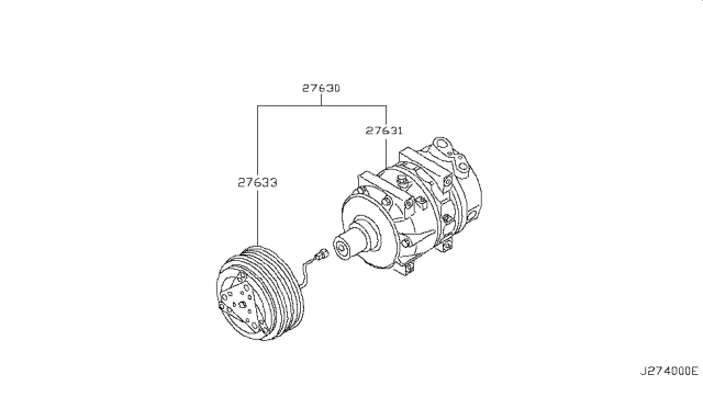 2001 Infiniti I30 Clutch Assy-Compressor Diagram for 92660-5Y700