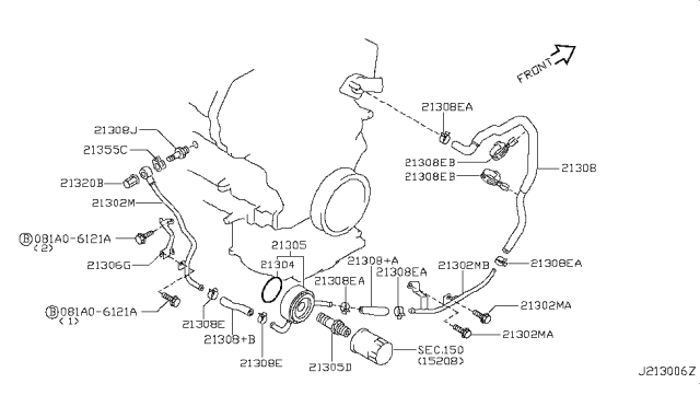 2004 Infiniti I35 Pipe Assembly-Water Diagram for 14053-8J110