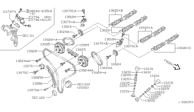 2001 Infiniti I30 Tensioner Assy-Chain Diagram for 13070-31U10