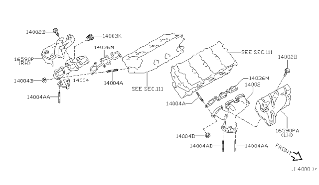 2001 Infiniti I30 Manifold Assy-Exhaust Diagram for 14006-8J100