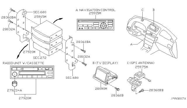 2002 Infiniti I35 Control Assembly-Navigation Diagram for 25915-5Y860